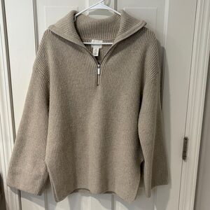 Cozy Beige Melange HM 1/4 zip Sweater